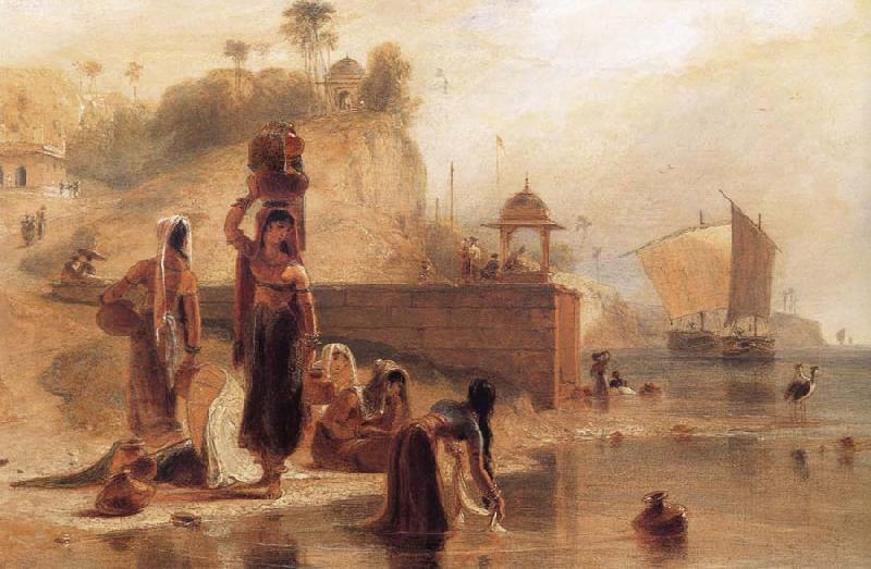 William Daniell Women Fetching Water from the River Ganges near Kara